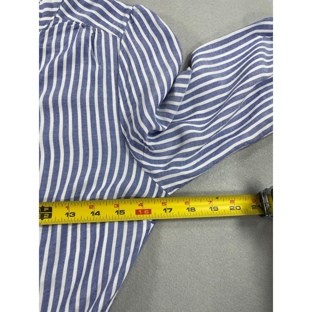 Monteau Womens Dress Tiered Midi Blue White Stripe Rayon Large - Picture 5 of 10